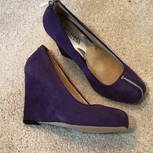 Never worn vintage Michael Kors purple suede wedges